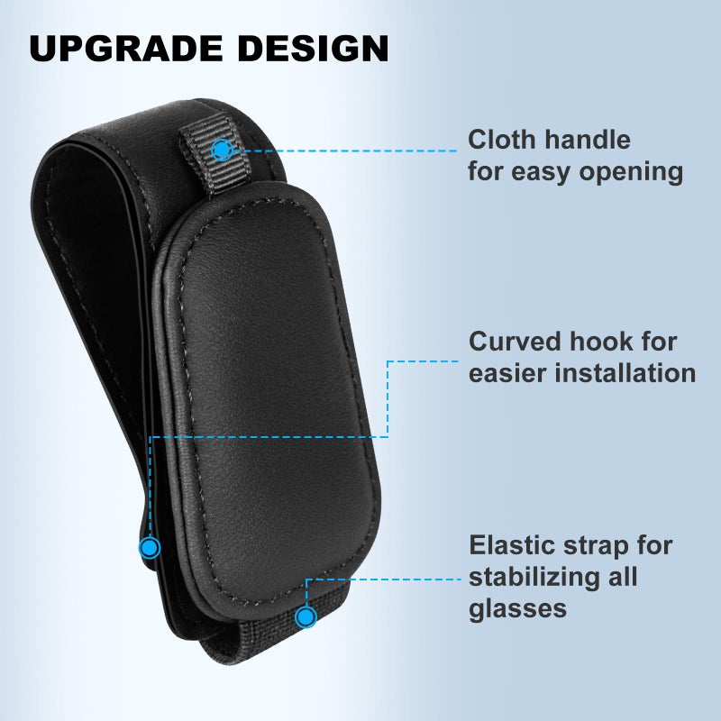 Teraves 2 Pack Sunglass Holder Clip for Car Visor, Upgrade Magnetic Leather Visor Sunglasses Clip, Easy to Hold Your Glasses Eyeglasses - Image 4