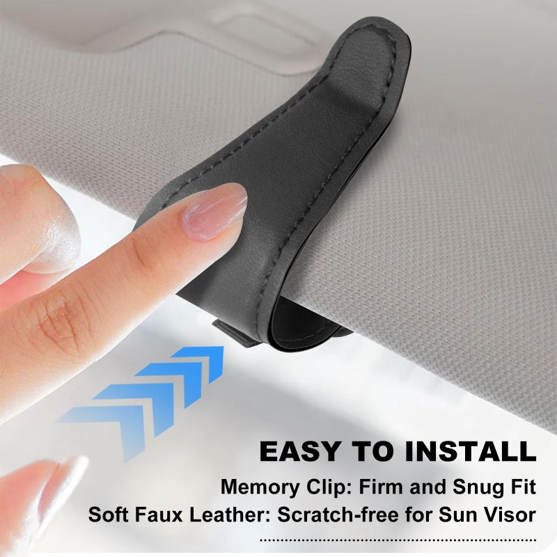 Teraves 2 Pack Sunglass Holder Clip for Car Visor, Upgrade Magnetic Leather Visor Sunglasses Clip, Easy to Hold Your Glasses Eyeglasses - Image 5