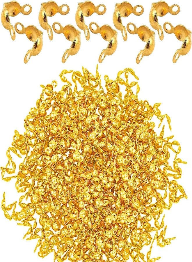 Dhruv Crafts Bead Tips Knot Covers 100 PCS Gold Clamshell Calotte Ends for Jewelry Making DIY Necklace Bracelet Finishing Findings Crimp End Covers Craft Supplies - Image 1
