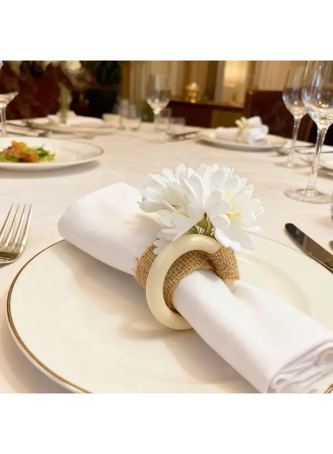 9 Pack Elegant Floral Napkin Rings Golden Accent Durable Plastic Table Decor for Weddings Thanksgiving - Image 5