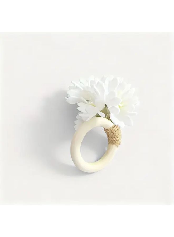 9 Pack Elegant Floral Napkin Rings Golden Accent Durable Plastic Table Decor for Weddings Thanksgiving - Image 2