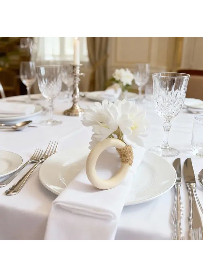9 Pack Elegant Floral Napkin Rings Golden Accent Durable Plastic Table Decor for Weddings Thanksgiving - Image 1