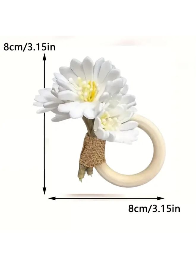 9 Pack Elegant Floral Napkin Rings Golden Accent Durable Plastic Table Decor for Weddings Thanksgiving - Image 3