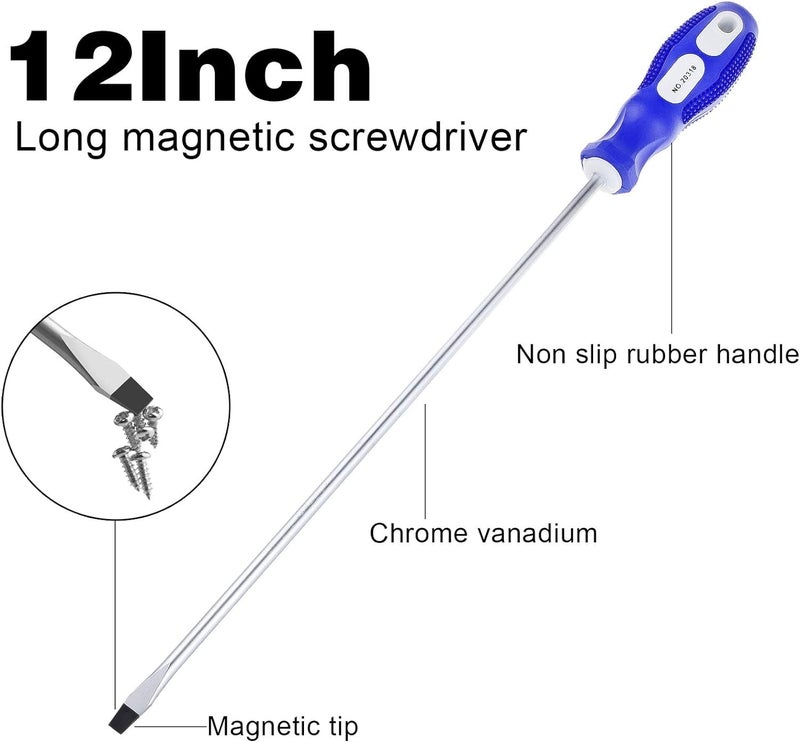 Nxtop 12-inch long Screwdriver Magnetic Tip Cross Head Flat Head NO.2 Screwdriver 2pack - Image 2