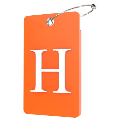 Gostwo 2 Pack Luggage Tags for Suitcases 26 Initial Letter Travel Luggage Baggage Identification Labels ID Tag Fully Bendable Tags with Stainless Steel Loop Orange Letter H - Image 1