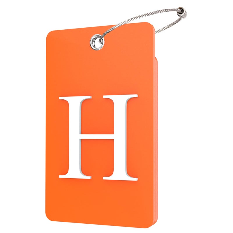 Gostwo 2 Pack Luggage Tags for Suitcases 26 Initial Letter Travel Luggage Baggage Identification Labels ID Tag Fully Bendable Tags with Stainless Steel Loop Orange Letter H - Image 3