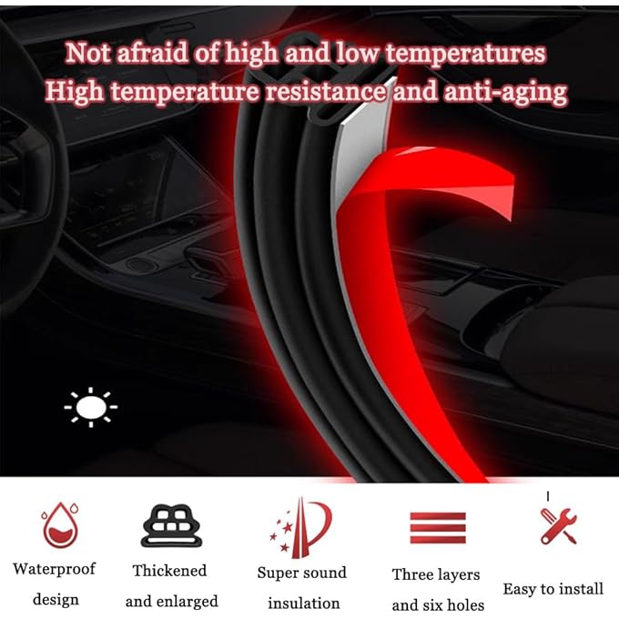 rayihni Car Door Seal Strip For Nissan Patrol 20232025 Rubber Sealing Strip Automotive Weather Stripping Car Door Trim Soundproof Sealing Strip For Hood Trunk DoorA 16M - Image 4