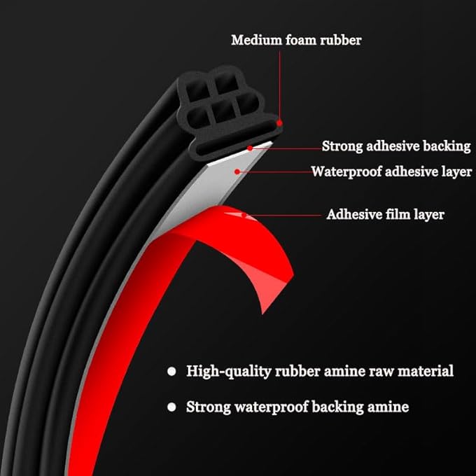 rayihni Car Door Seal Strip For Nissan Patrol 20232025 Rubber Sealing Strip Automotive Weather Stripping Car Door Trim Soundproof Sealing Strip For Hood Trunk DoorA 16M - Image 3