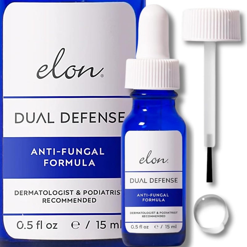 Elon Dual Defense Anti-Fungal Formula - 25% Undecylenic Acid & Tea Tree Oil - Treat Fungus Under & Around Nail - Dermatologist & Podiatrist Recommended