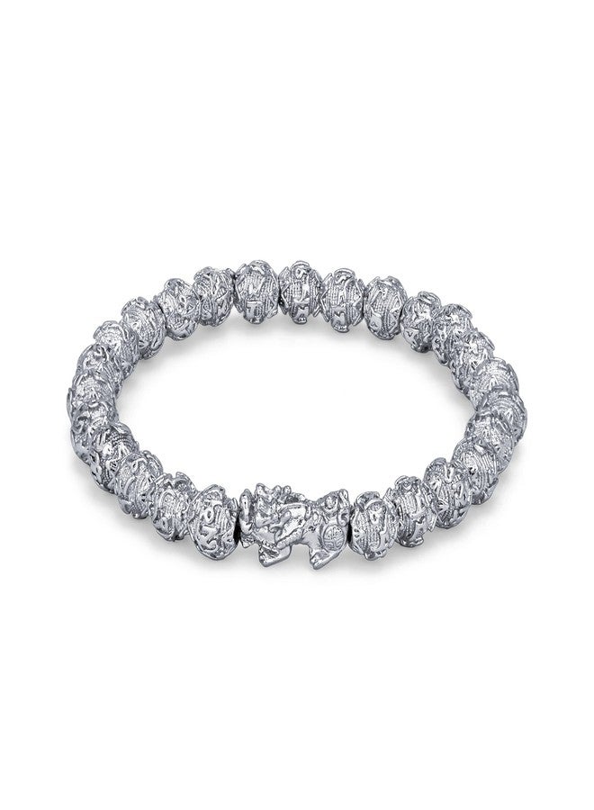 ZenBless Fengshui Prosperity Bracelet Natural Bead Bracelet 8MM Single Silver Pi Xiu/Pi Yao Attract Wealth Health and Good Luck - Image 1