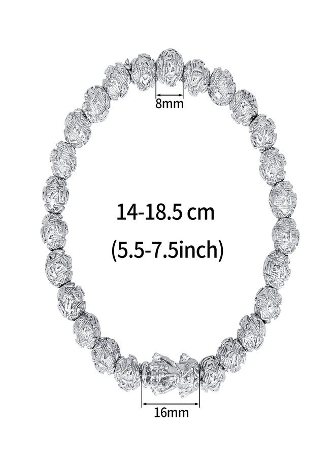 ZenBless Fengshui Prosperity Bracelet Natural Bead Bracelet 8MM Single Silver Pi Xiu/Pi Yao Attract Wealth Health and Good Luck - Image 3