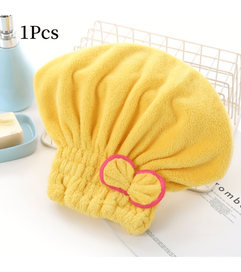High Density Coral Fleece Shower Cap Super Absorbent Quick Drying Purple - Image 4