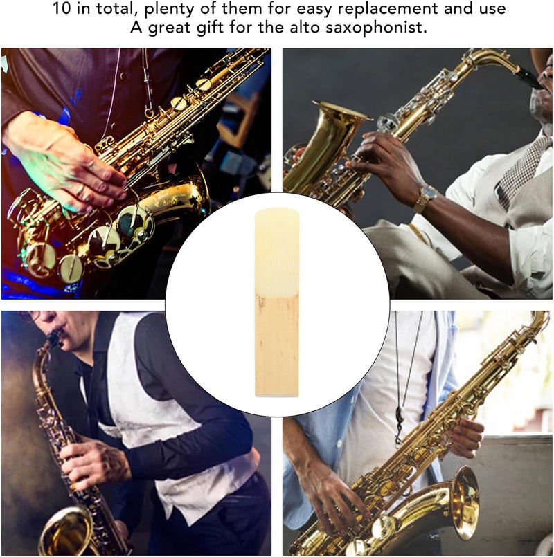 LiebeWH 10pcs Alto Saxophone Reeds Professional Elasticity Sax Reeds Alto Sax Traditional Woodwind for Classical Jazz (Strength 2.5) - Image 2