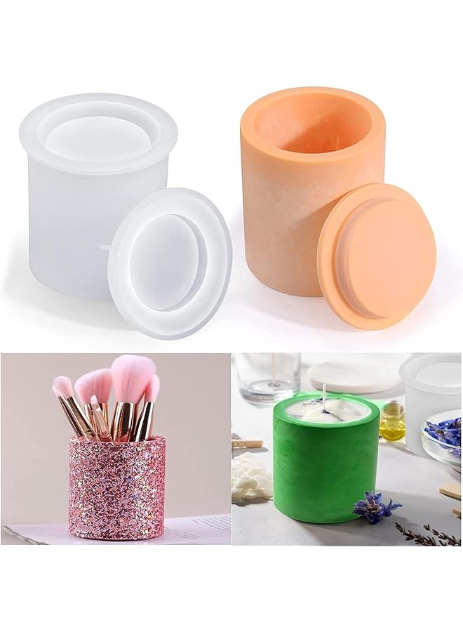 The Bros Candle Jar Molds, Cylinder Candle Pot Molds for Candle Making, Silicone Mold for Candle Vessels with Lid, Concrete Molds for Candle Jar, for Candle Making Supplies, Include 5 Sealing Rings - Image 1