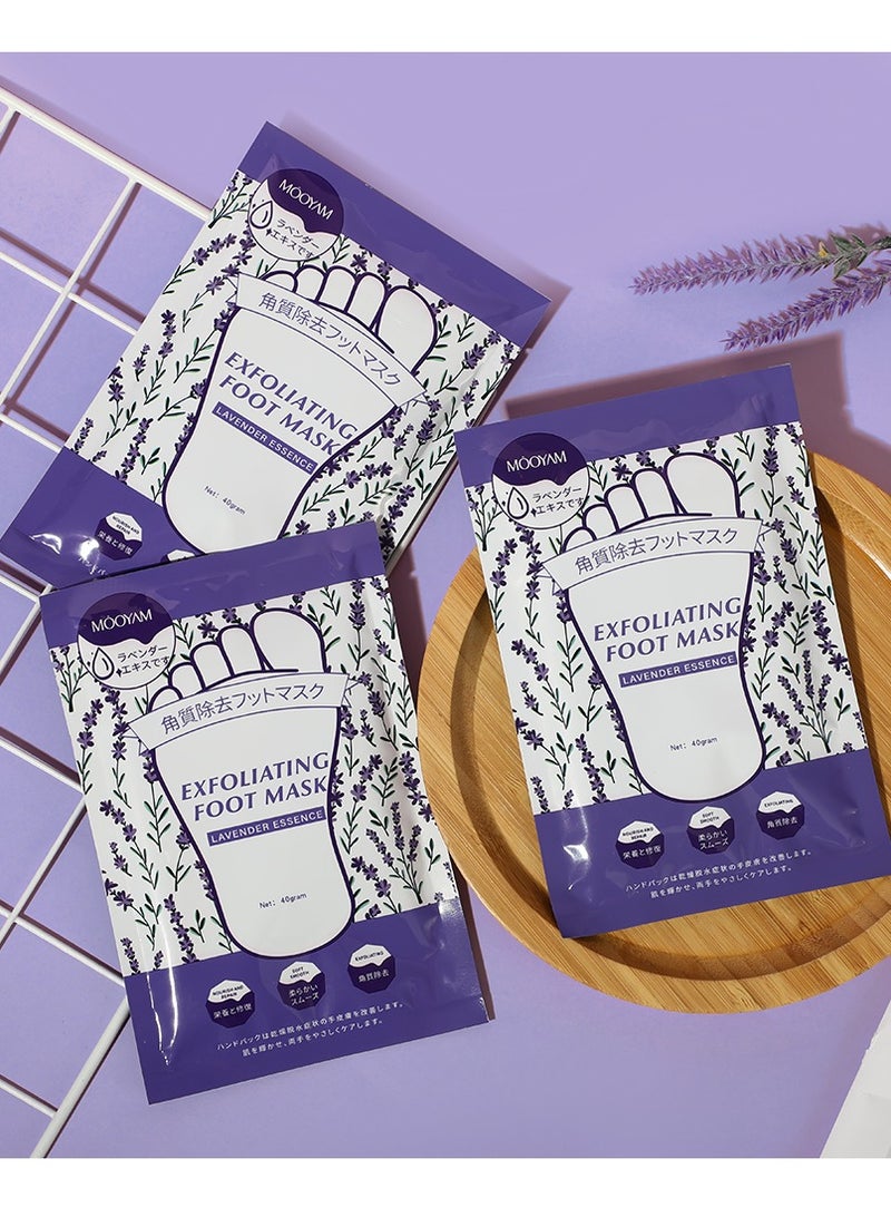 موويام قناع تقشير القدمين بخلاصة اللافندر 3 عبوات علاج تقشير للقدمين الجافة والمتشققة يزيل الجلد الميت والكالو يرطب الكعبين الخشنين للحصول على أقدام ناعمة وسلسة - Image 2