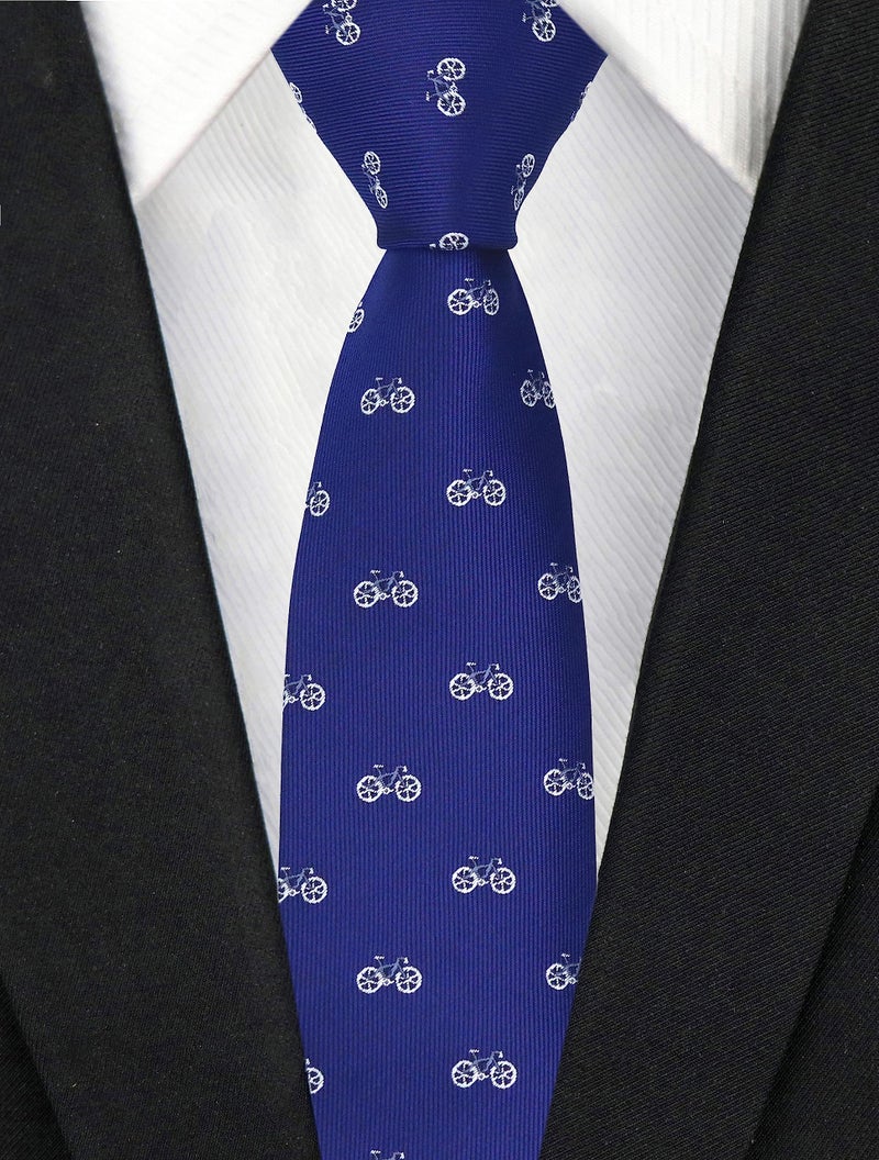 Secdtie Men's Handmade Midnight Blue Bikes Novelty Ties Fashion Embroidered Casual Dance Neckties Gifts for Boysfriend - Image 2