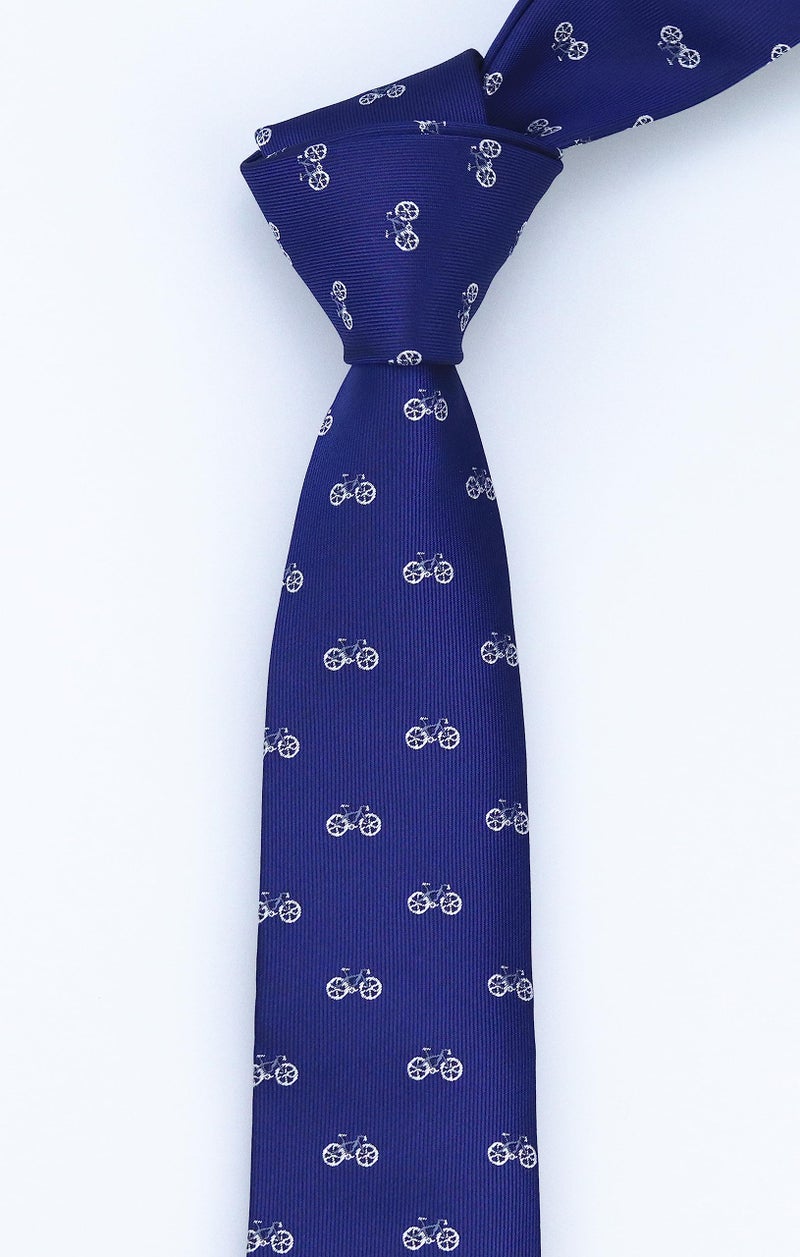 Secdtie Men's Handmade Midnight Blue Bikes Novelty Ties Fashion Embroidered Casual Dance Neckties Gifts for Boysfriend - Image 3
