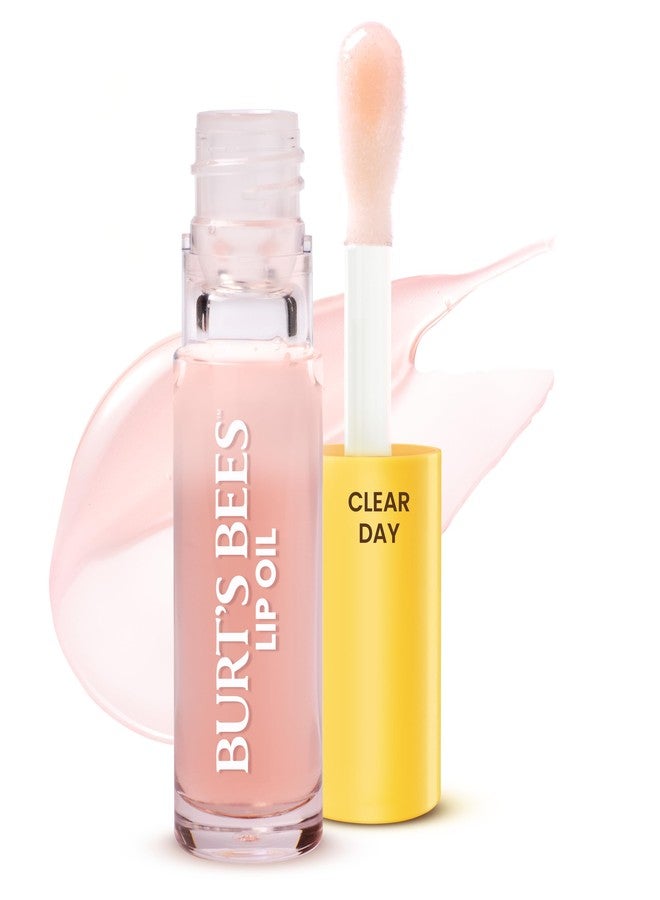 Burt's Bees Lip Oil Clear Day, Instant Hydration, Nourishes and Softens Lips, Tint Free, High Shine Finish, Responsibly Sourced Jojoba Oil, Non Sticky, Wand Applicator, 0.15 Ounce - Image 1