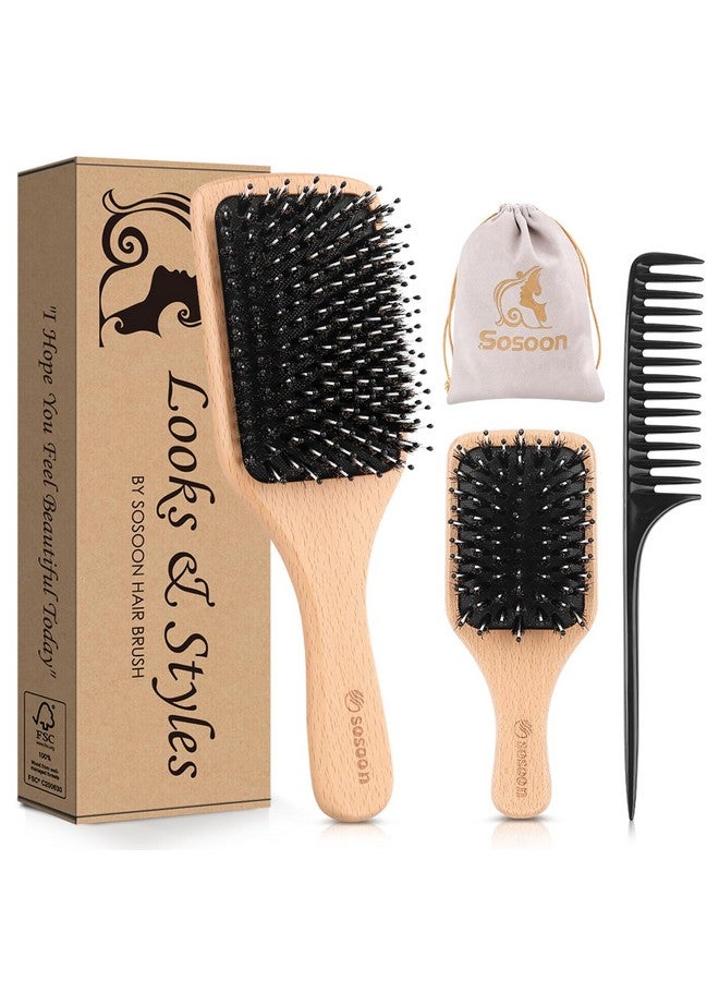 قريبا جدا فرشاة شعر، عبوة من قطعتين من فرشاة الشعر ذات الشعيرات الخنزيرية للنساء والرجال والأطفال، تقلل من التجعد، لا مزيد من التشابك، فرشاة سفر صغيرة مع مشط وصندوق هدايا متضمن - Image 1