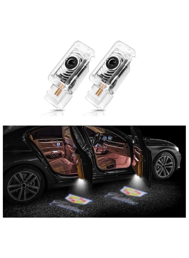 2PCS Car Door LED Logo Light Replacement for Cadillac, 3D Ghost Shadow Puddle Lights Never Fade 3D LED Car Light Car Door Logo LED Ghost Shadow Light LED Logo Shadow Lights for CT6 XT4 XT5 XTS ATS SRX - Image 1