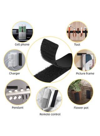 2.5×10cm Hook and Loop Strips With Adhesive - 32 Sets, Double-Sided Strong Back Adhesive Fastener for Home or Office Use - Instead of Holes and Screws (Black) - view 5