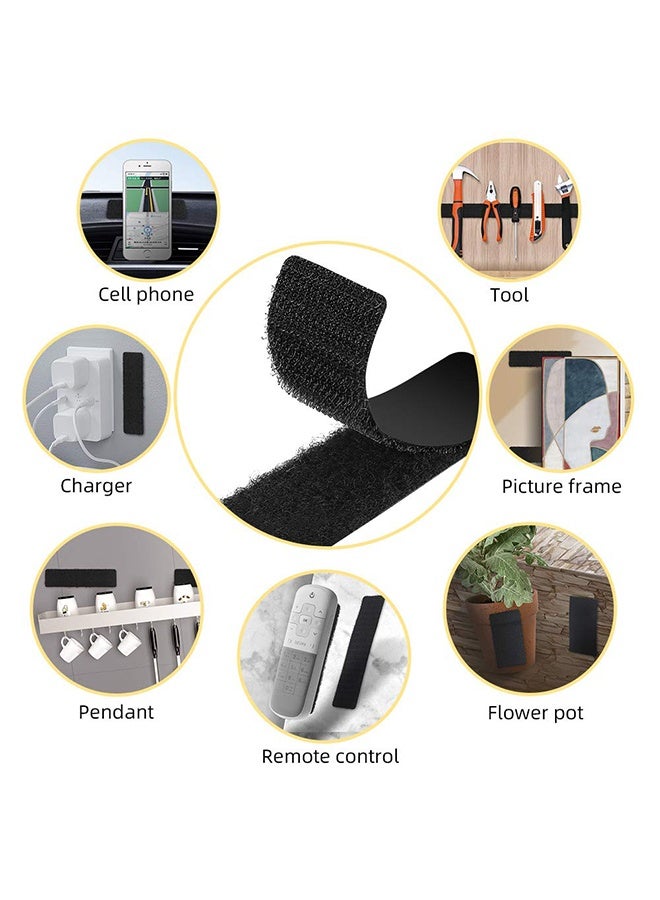 YJ 2.5×10cm Hook and Loop Strips With Adhesive - 32 Sets, Double-Sided Strong Back Adhesive Fastener for Home or Office Use - Instead of Holes and Screws (Black) - Image 5