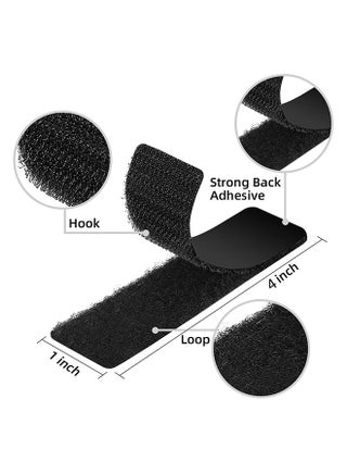 2.5×10cm Hook and Loop Strips With Adhesive - 32 Sets, Double-Sided Strong Back Adhesive Fastener for Home or Office Use - Instead of Holes and Screws (Black) - view 2