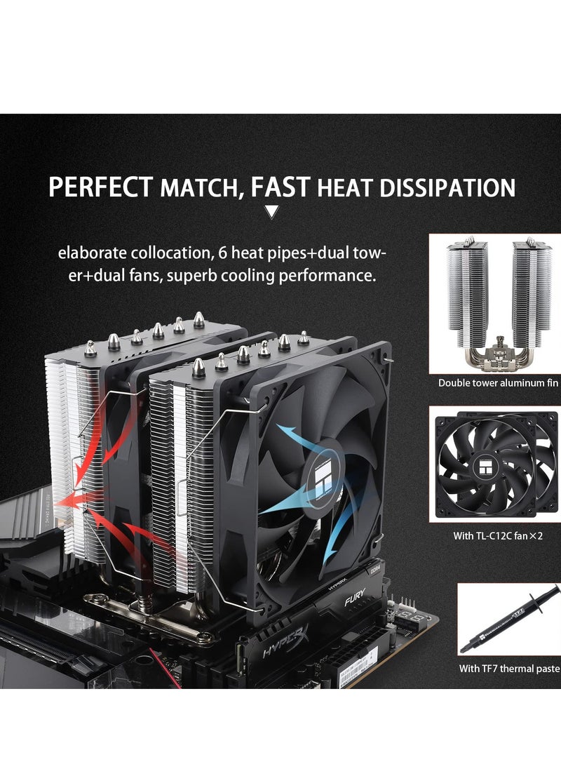 Thermalright Thermalright Peerless Assassin 120 SE CPU Cooler, 6 Heat Pipes AGHP Technology, Dual 120mm PWM Fans, 1550RPM Speed, for AMD:AM4 AM5/Intel LGA 1700/1150/1151/1200/1851,PC Cooler  - Image 4