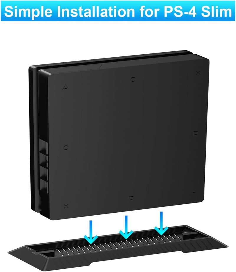 eWINNER Vertical Stand Console Steady Base Mount Holder Bracket Stand compatible with Sony PlayStation 4 PS4 Slim Console w/Built-in Cooling Vents Non-Slip Feet (for PS4 Slim/Black) - Image 2