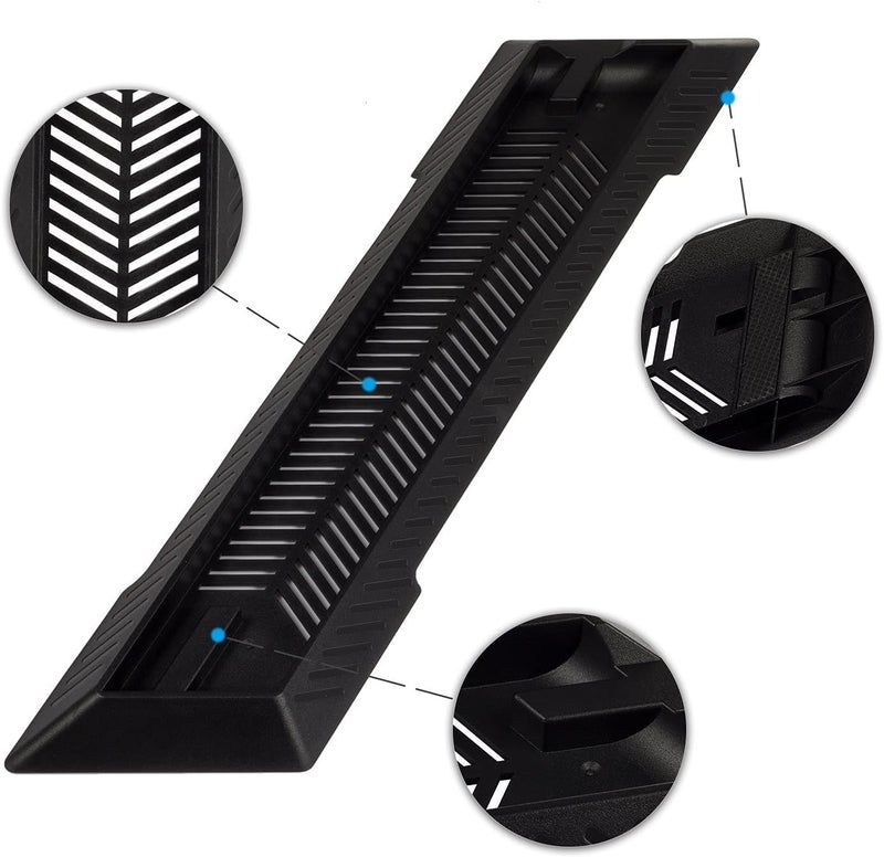 eWINNER Vertical Stand Console Steady Base Mount Holder Bracket Stand compatible with Sony PlayStation 4 PS4 Slim Console w/Built-in Cooling Vents Non-Slip Feet (for PS4 Slim/Black) - Image 5