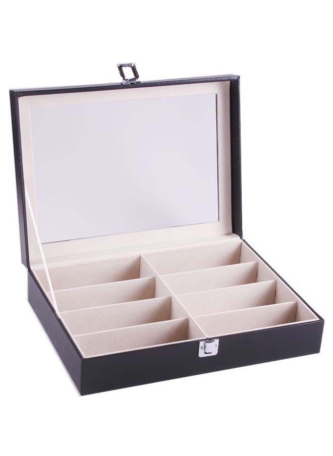 NIBEMINENT 8-Slot Handmade Acrylic Plate Glass Window Leather Sunglass Storage Box  - Image 1