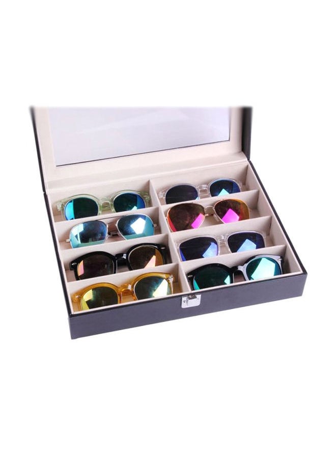 NIBEMINENT 8-Slot Handmade Acrylic Plate Glass Window Leather Sunglass Storage Box  - Image 4