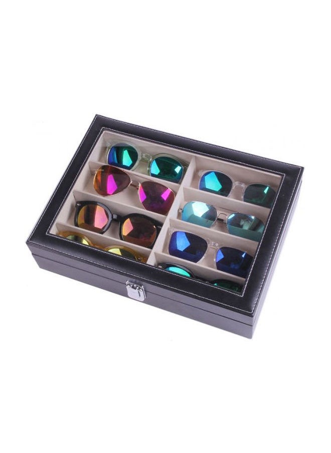 NIBEMINENT 8-Slot Handmade Acrylic Plate Glass Window Leather Sunglass Storage Box  - Image 3