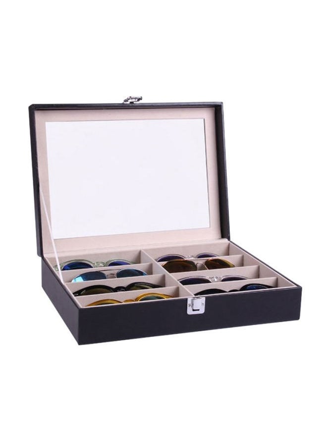 NIBEMINENT 8-Slot Handmade Acrylic Plate Glass Window Leather Sunglass Storage Box  - Image 2
