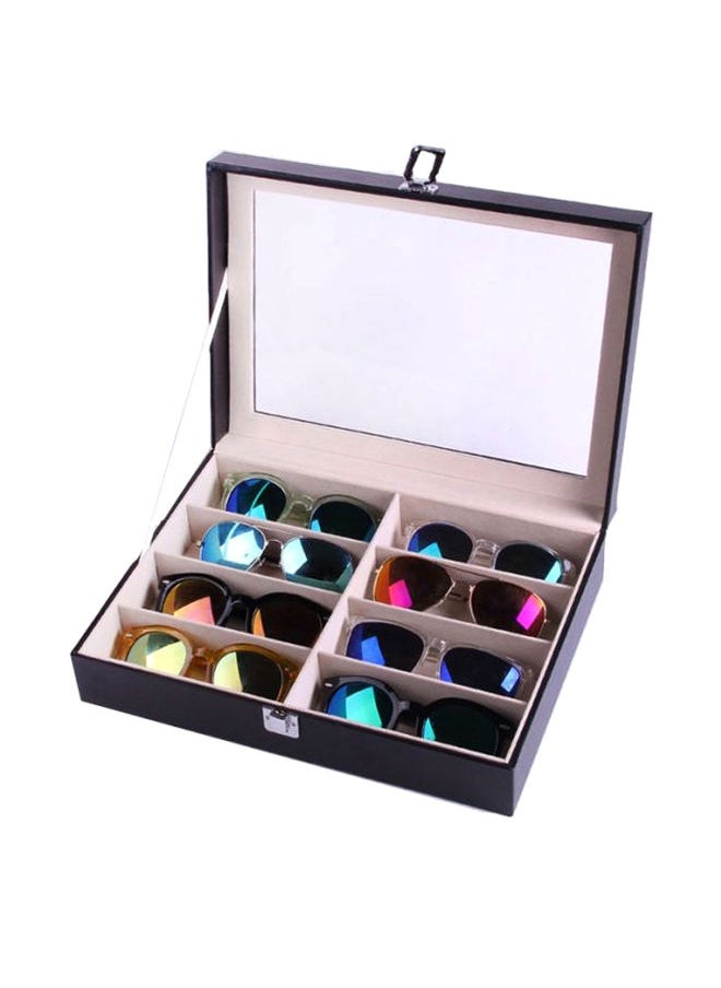 NIBEMINENT 8-Slot Handmade Acrylic Plate Glass Window Leather Sunglass Storage Box  - Image 5