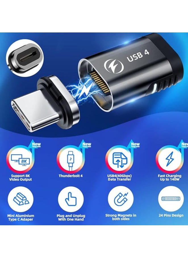 erorex 2-Pack USB C Magnetic Adapter - 24 Pin, PD 140W Fast Charging, USB4 40Gbps Data Transfer, 8K 60Hz Video, Compatible with Thunderbolt 3/4, MacBook Pro/Air, and Other Type C Devices  - Image 5