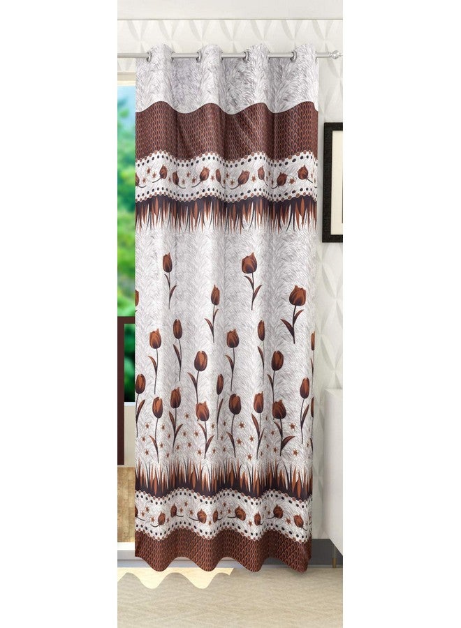 Homefab India Set of 2 Polyester Floral Brown Door Curtains - 7 Ft