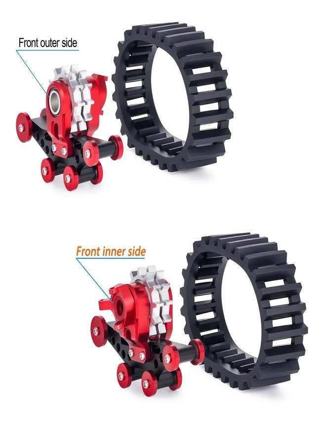 AMK SCX24 Snow Tracks Wheels Set, 4PCS RC Tracked Wheels Track Conversion Kit for 1/24 Scale Axial SCX24 Crawler, Aluminum & Rubber Snow Sand Mud Track Upgrade (Red) - Image 4