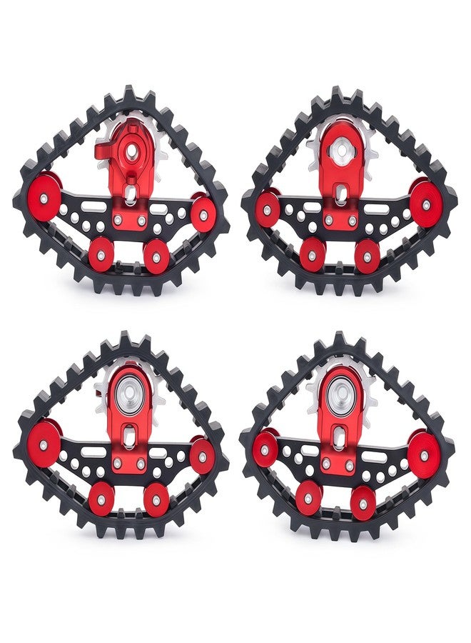 AMK SCX24 Snow Tracks Wheels Set, 4PCS RC Tracked Wheels Track Conversion Kit for 1/24 Scale Axial SCX24 Crawler, Aluminum & Rubber Snow Sand Mud Track Upgrade (Red) - Image 2