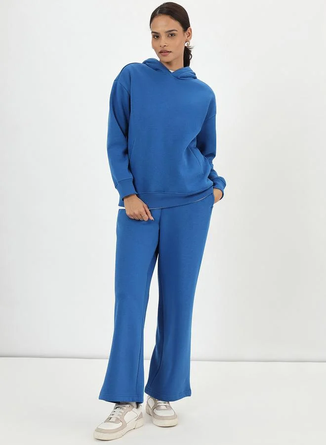 فيميلا هودي فليس أزرق ملكي قصة مريحة