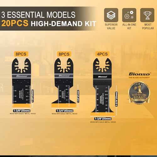 Bionso 20PCS Titanium Oscillating Tool Blade Cuts Metal and Wood, Sharp and Durable Multitool Blades, Multi Tool Blades Kits, Oscillating Saw Blades Fit Dewalt Milwaukee Ryobi Makita - Image 2