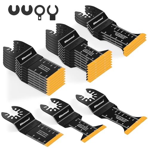 Bionso 20PCS Titanium Oscillating Tool Blade Cuts Metal and Wood, Sharp and Durable Multitool Blades, Multi Tool Blades Kits, Oscillating Saw Blades Fit Dewalt Milwaukee Ryobi Makita - Image 1
