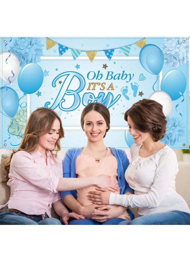 Blulu - Baby Shower Party Backdrop Decorations, Large Durable Fabric Made Baby Shower Banner Backdrop Photo Booth Background for Boy's or Girl's Party Supplies(Boy Style) - Image 1