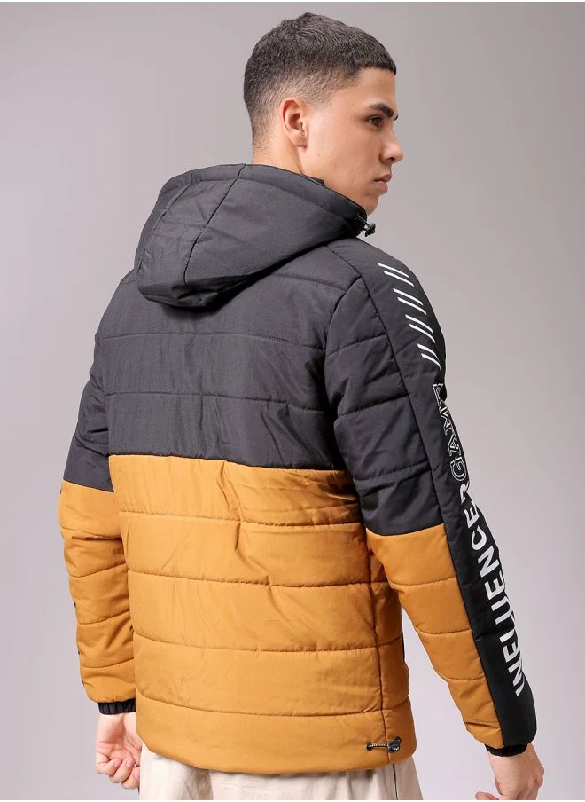 The Indian Garage Co Men Slim Fit Graphic Puffer Jackets
