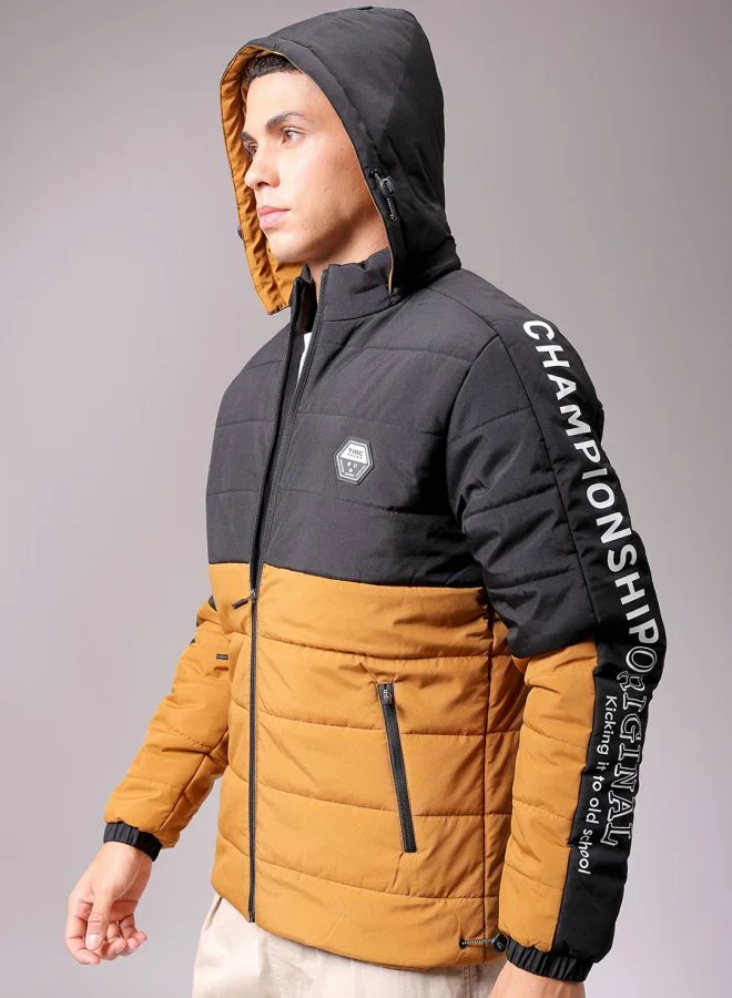 شركة المرآب الهندية Men Slim Fit Graphic Puffer Jackets