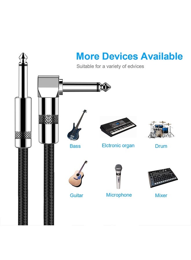YALONG Guitar Cable 10ft Electric Instrument Bass AMP Cord for Electric Mandolin, Pro Audio，Right Angle to Straight, Black - Image 2