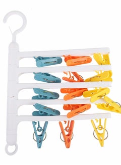 Y&D Rotatable Drying Rack Dryer Clip: Rotating Cloth Hanger Socks Underwear Clips White Windproof for Home Sock Hanging Clamp  - Image 1