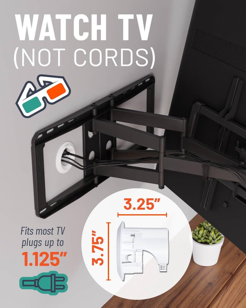 ECHOGEAR in-Wall Cable Management Kit for Power & Low Voltage Cords â€“ Hide TV Wires Behind The Wall â€“ Includes 3.75â€ Diameter x 3.25â€ Depth Modules, 6ft Extension Cord, Drywall Hole Saw Attachment - Image 3