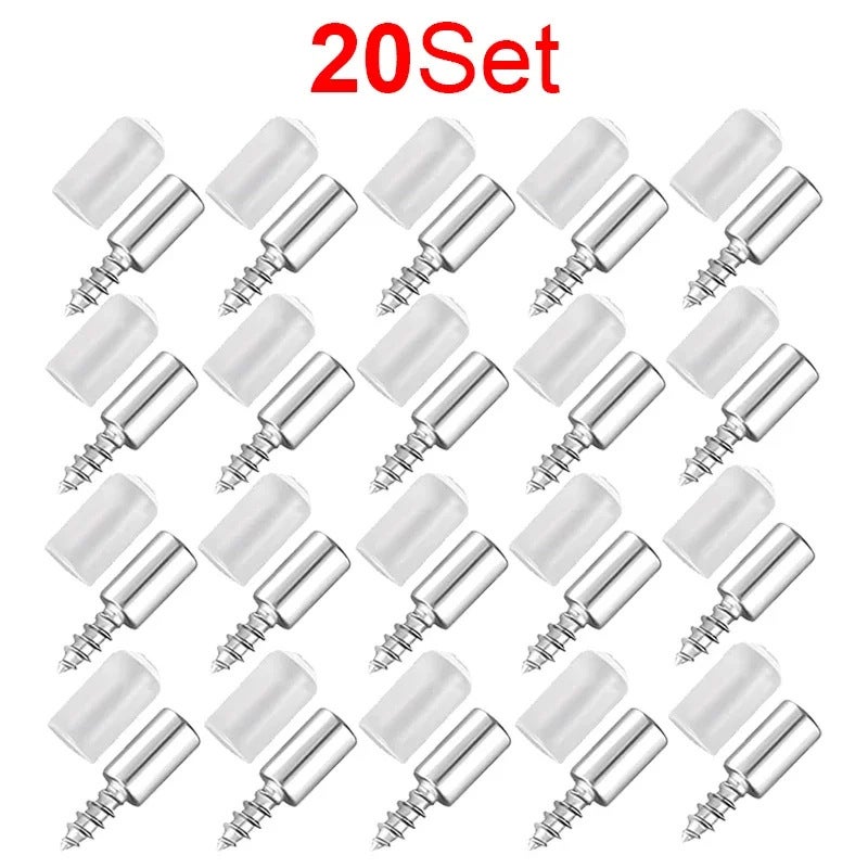 Self-tapping screw with rubber sleeve laminate support household wardrobe glass hard non-slip partition nail partition nail 20pcs a set
