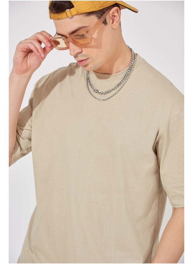 Maniac Mens Solid Round Neck 3/4th Sleeve Biscut Color Tshirt and Biscut Short Cotton Oversized Fit Tracksuit  - Image 5